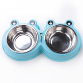 Kuber Industries Dog Food Bowl|Stainless Steel,PVC Material Dog Bowls|Non Slip,Durable,Sturdy,Non Toxic|Perfect Dog Accessories for Indoor & Outdoor Use|A1009B|Blue